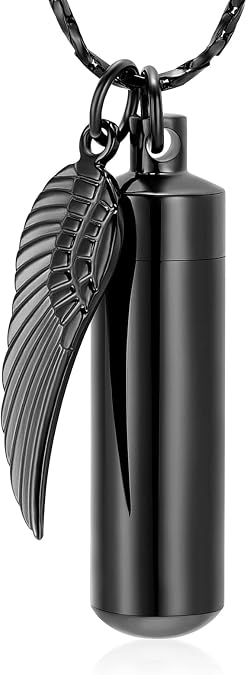 Imrsanl Cylinder with Glass Vial Urn Necklace Cremation Jewelry