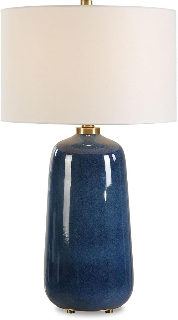 Uttermost 30566 Brae 31.5 inch 150.00 watt Deep Blue Glaze and Brass Table Lamp Portable Light