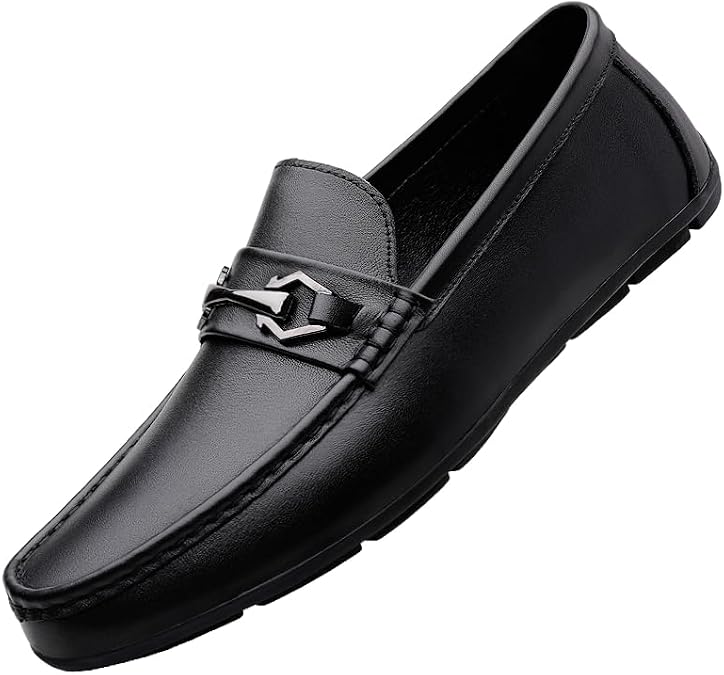 Genuine Leather Slip On Penny Loafers for Men Driving Walking Loafers Lightweight Soft Casual Dress Smoking Shoes