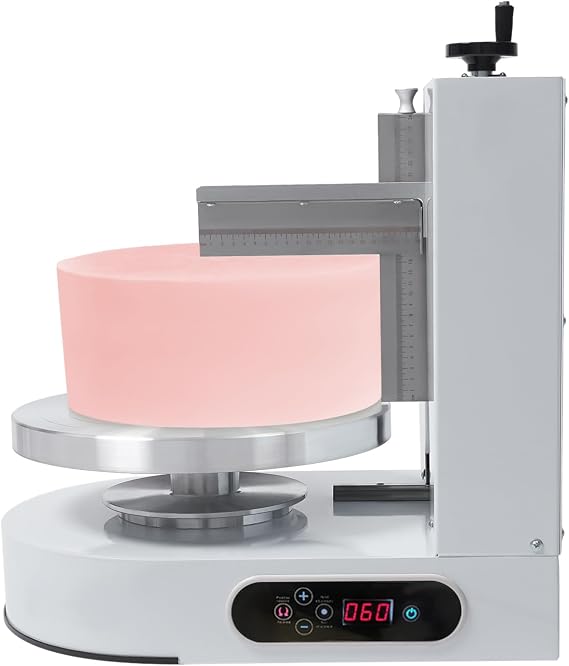 Cake Decorating Machine, 200W Automatic Cake Cream Spreading Machine for 4-12 Inch Cake Icing Machine, Adjustable Scrapers,Low Noise Cake Frosting Machine, for Cake Shops, Dessert Shops (White)