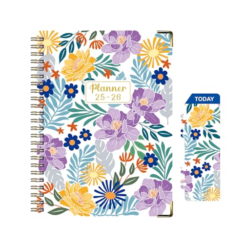 2025-2026 Academic Planner,A5 6.2 x 8.5 Weekly and Monthly Planner,July 2025-June 2026,Hard Cover Calendar Planner with Monthly Tabs,PVC Bookmark,Inner Pocket-Double Coil Binding