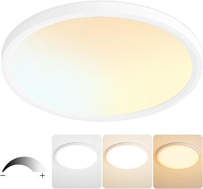 16 Inch Flush Mount Ceiling Light, 32W Dimmable LED Fixture 3200LM, 3000K4500K6000K Adjustable, Round Ceiling Lamp for Bedroom, Kitchen, Living Room, Dining Room, Bathroom, White