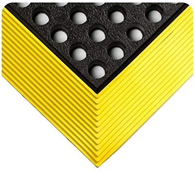 Wearwell 24/Seven NBR Workstation - Anti-Fatigue Drainage Mat 2' W x 3' L x 5/8" Thickness, Nitrile Rubber for Oily Areas, Built-in Safety Borders, Yellow (588.58X2X3NBRBYL)