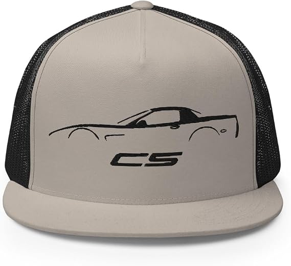 Sports Car C5 Outline 5th Gen Sports Car Owner Custom Embroidered 5 Panel Trucker Cap Snapback Hat