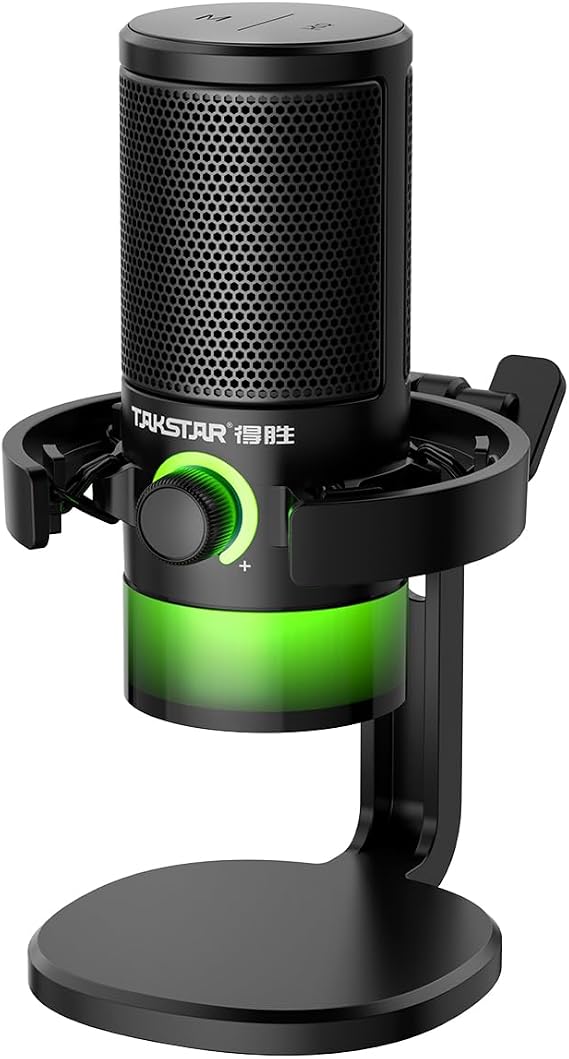 TAKSTAR GX3 USB Condenser Microphone, RGB Computer Mic | 48kHz/16bit USB Mic, Takstar Smart+ Software Control, RGB Lighting, Plug & Play for PC/PS5/Phone, 20Hz-20kHz Response