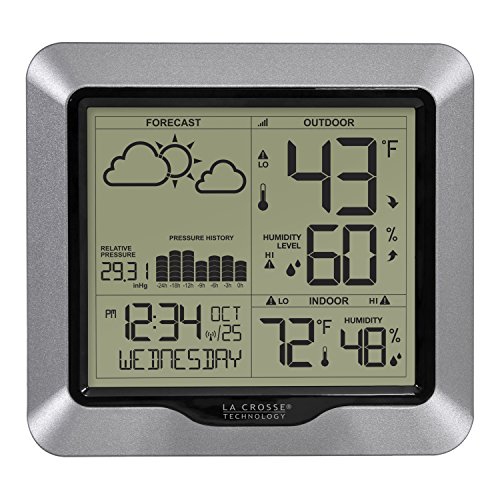 La Crosse Technology Advanced Wireless Weather Station: Dynamic Icons, Barometric Pressure, Atomic Time, TemperatureHumidity Gauge, Recording, Stylish Display, Fast Reception & Long Range 330 Feet