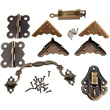 Home Furniture Hardware Door Hinge 9 Pieces/set Of Furniture Hardware Chinese Brass Hardware Antique Wooden Box Lock Hasp + Handle + Hinge + Corner Guard + Old Lock