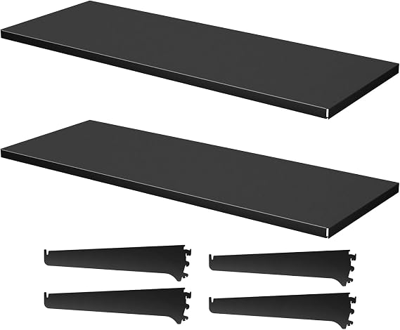 2pcs Pegboard Shelving Panels - 36.6 * 11.8in Metal Boards Suitable for Pegboard Organizer for DIY, Kitchen Decoration, Mobile Phone Shop/Black