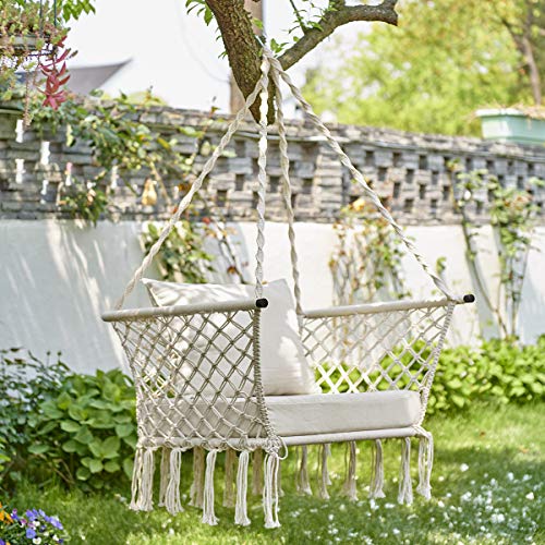 Barton Hammock Chair Swing Hanging Cotton Rope Hammock Swing Chair for Indoor, Outdoor, Bedroom, Patio, Yard, Deck, Garden