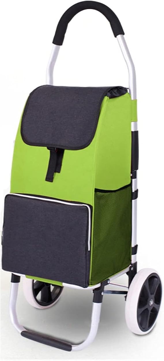 Shopping Trolleys Foldable Cart Heavy Duty Grocery Bag Rubber Tri-Wheel for Easy to Climb Stairs Large Capacity Trolley Shopping Portable Utility Carts,Shopping Trolleys.(Green)