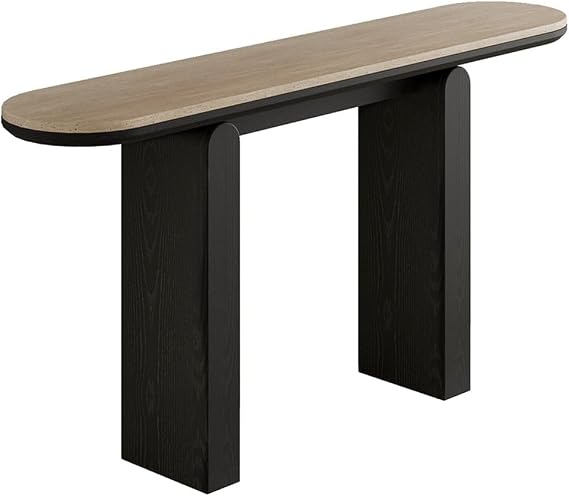 Farmhouse Console Table for Entryway, Entry Table with Stone Top, Narrow Sofa Table Behind Couch, Long Hallway Table, Foyer Entrance Table for Living Room, Solid Wood Accent Furniture