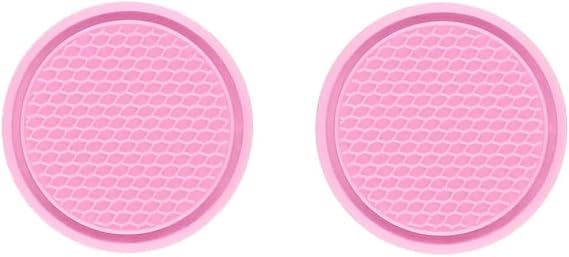 Rubber Coasters for Golf 7 7.5 GTE GTD GTI 2012-2020, Drink Holder Protection Mat Thickened Non-Slip Waterproof Reusable Decorative Interior Accessories,C/Pink