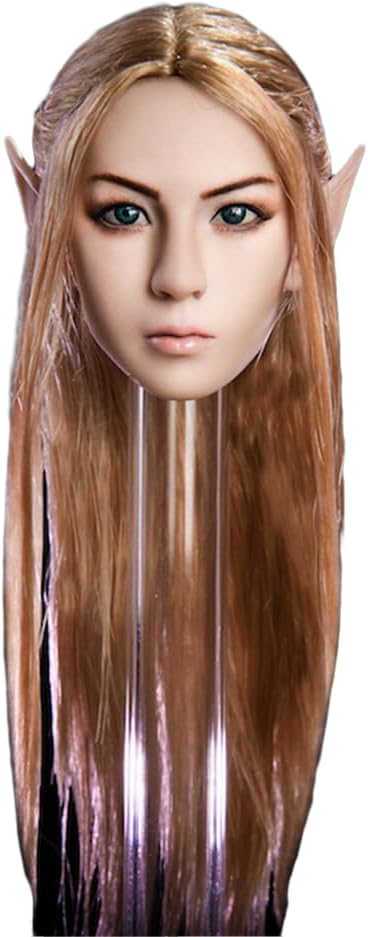 1/6 Scale Female Head Sculpt,12inch Collectible Solider Figure Elf Girl Blonde Hair Head Carving Doll Model Fit 12'' Miniature Action Figure