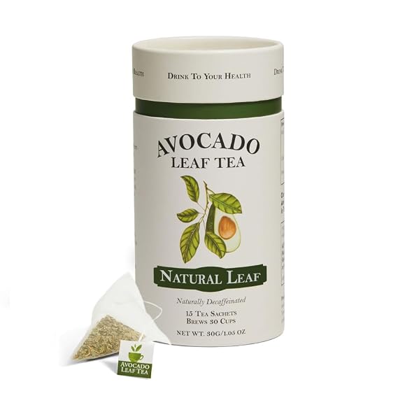 Avocado Leaf Tea Caffeine-Free Herbal Smooth, Antioxidant-Rich Wellness Tea Hot or Cold Brew All Natural, Non-GMO 15 Biodegradable Pyramid Sachets