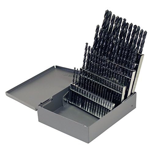 Cle-line C21124 Style 1801 135 High Speed Steel Heavy-Duty Jobber Length Drill Set, Steam Oxide Finish, 1 - #60 Size, 60 Pieces