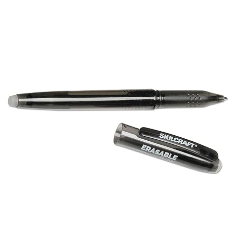 SKILCRAFT Erasable Re-Write Gel Stick Pen - Medium Point - Black Ink