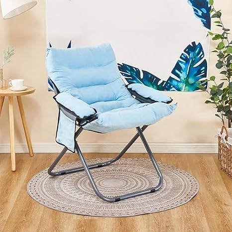 Lazy Chair, Foldable Modern Lounge Chair with Armrest, Reclining Leisure Sofa Armchair Cozy Reading Chair for Bedroom/Office/Hosting/Living Room/Dorm/Garden,D