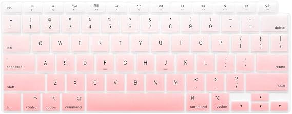 ProElife Keyboard Cover Skin for 2021 2020 MacBook Air 13 Inch (MODLE A2179 and A2337 Apple M1 Chip, U.S Layout) with Touch ID Keyboard Accessories Ultra Thin Silicone Protector (Light Pink Ombre)