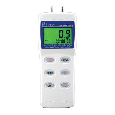 Sper Scientific 840085 Differential Manometer: 0-2 PSI Portable Low Pressure Meter for HVAC, Pneumatic Systems, Medical Equipment, and Clean Rooms with USB Output - 4 pc