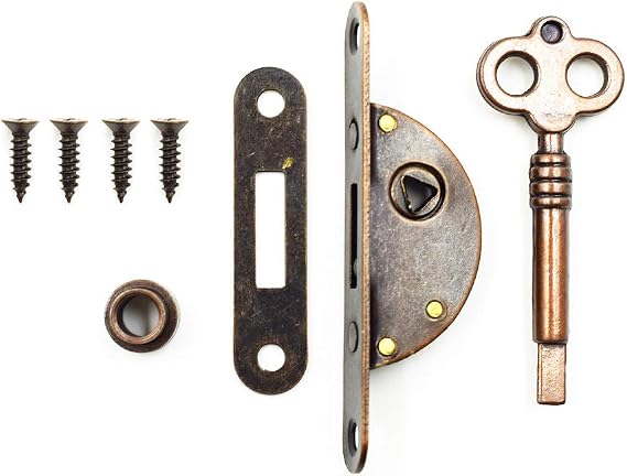 Antique Cabinet Lock, 2.55x0.43 Inch, 1 Set
