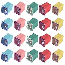 Jcase FMX Fuses Assortment 20 Flosser Low Profile Fuse Female Maxi Fuse Mini Automotive Box Shaped Fuses Kit 20 30 40 50 60 Amp