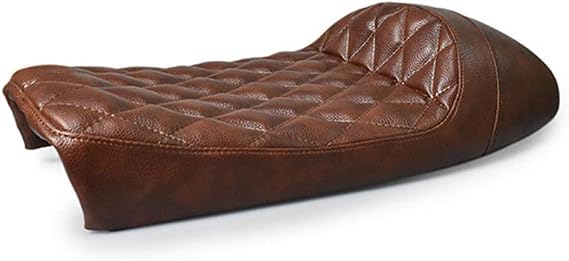 0141 Motorcycle Hump Motorcycle Cafe Racer Seat with Diamond Stitching Brown