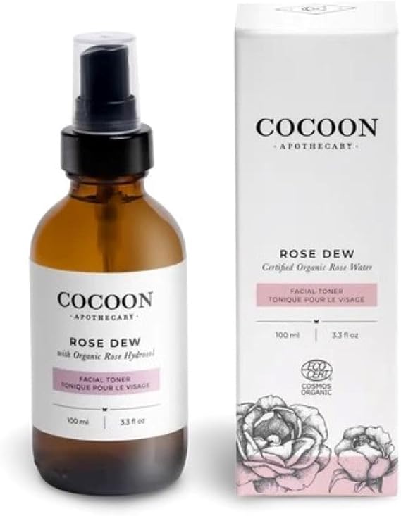 Cocoon Apothecary 3.3 fl oz Rose Dew Facial Toner | Ecocert Cosmos Organic, Face Toner for Women,Sensitive,Dry,Normal Skin | Soothe + Cool, Hydration + Antioxidants, Nourish + Rejuvenate, Rose Water