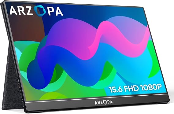 ARZOPA Portable Monitor 15.6'' FHD 1080P Portable Laptop Monitor IPS Computer External Screen USB C HDMI Display for PC MAC Phone Xbox PS5- A1 GAMUT