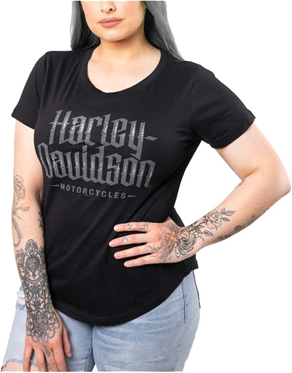 Harley-Davidson Women's Electricity Embellished Scoop Neck Short Sleeve Tee