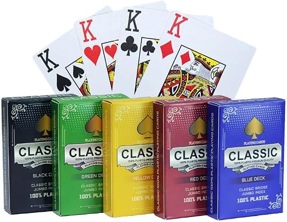 Classic 10 Decks 100% Plastic Playing Cards Bridge Size Jumbo Index