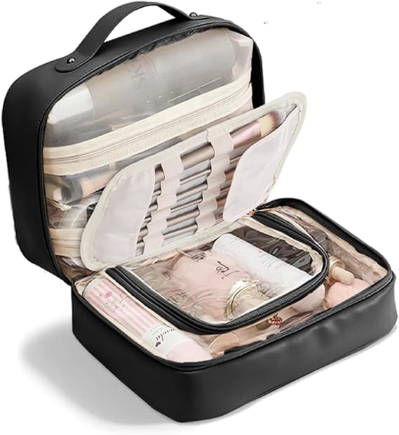 Large Capacity Travel Cosmetic Bag, Toiletry Bag for Women, Black