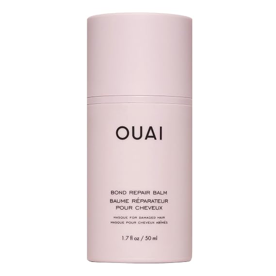 OUAI Bond Repair Balm - Travel Size In Shower Hair Treatment Mask for Dry Damaged Strands, Replaces Conditioner - Repairs & Strengthens Hair in 3 Minutes - Vegan Silk Protein + Hyaluronic Acid, 1.7oz