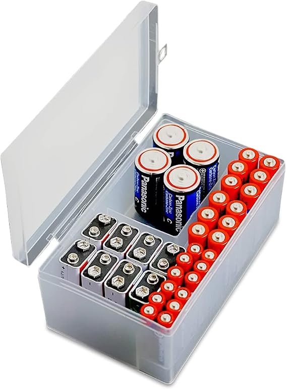 Massca Battery Storage Organizer Pack of 2 - Our Battery Organizer Stores AAA, AA, C and D size. Holds up to 34 batteries Per Pack of our Battery Case Multi Purpose battery holder