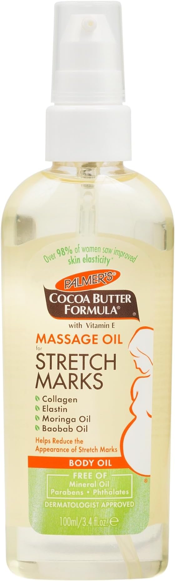 Palmer's Stretch Marks Massage Oil for Pregnancy & Weight Changes (3.4 Oz) | Pregnancy Skincare, Helps Moisturize & Soothe Dry, Itchy Skin During Pregnancy, Lightweight, Non-Greasy, 48hr Moisture