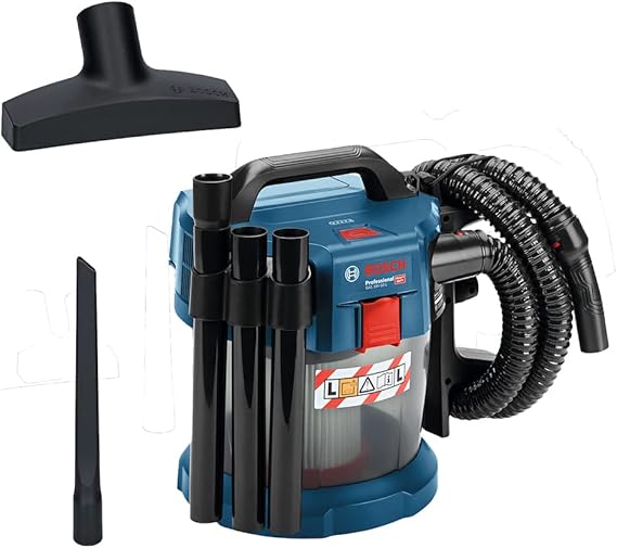 Bosch Professional 18V System GAS 18V-10 L Cordless Wet/Dry Dust Extractor (excl. rec. bat.+charger, incl.1.6m Hose, Elbow pipe, 3-pc. extra Pipe Set, 250mm Crevice Noz., fl. Noz.+Flat-Pleated Filter)