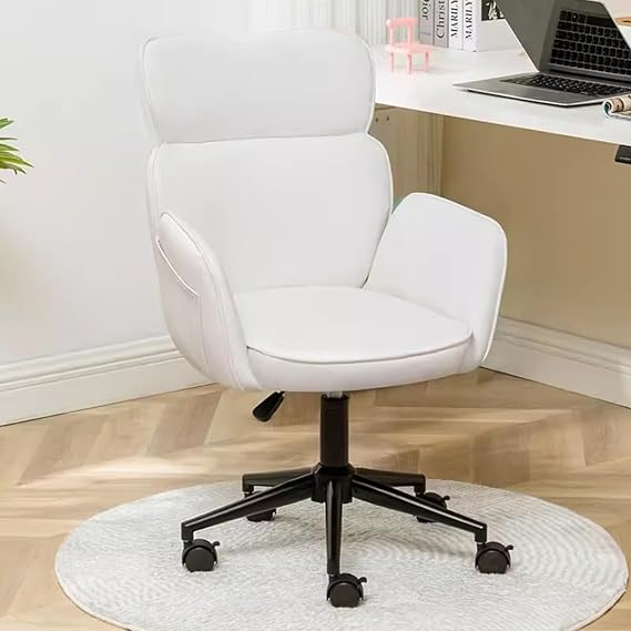 Modern Ergonomic Desk Chair with Wheels, Home Upholstered Computer High Back, Leisure Armchair, Swivel Task Lumbar Support