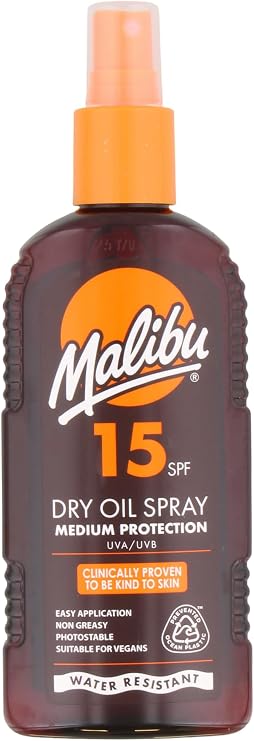 Malibu Sun SPF 15 Non-Greasy Dry Oil Spray, 200ml
