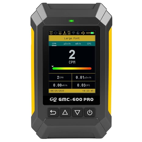 GQ 600 PRO Geiger Counter Nuclear Radiation Detector Dosimeter for Alpha, Beta, Gamma, X-Ray Portable Radiation Monitor with Real-Time Data, Global Data Sharing, LCD Display & USB