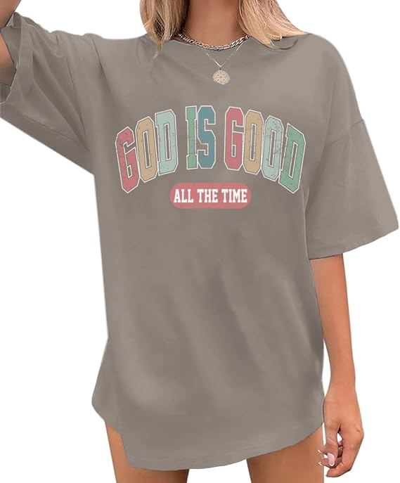 Christian Shirts for Women Oversized God is Good Shirt Religious Jesus Faith Inspirational Tshirt Bible Verse Tee Top