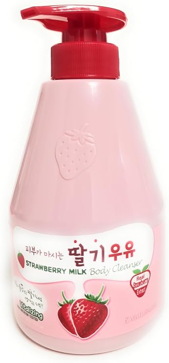 KWAILNARA Strawberry Milk Vitalizing Body Cleanser 560g | Nourishing Korean Body Wash with Strawberry Extract & Milk Protein | Hydrating, Brightening & Softening Formula for All Skin Types