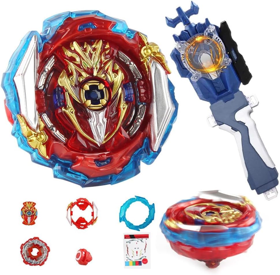 XPJBKC Battling Top, B-173 Infinite Achilles 1-Piece Sparking Launcher with Stickers, Bey Battle Burst Battling Tops with Launchers Set, Burst Quadrive Gyros for Boys Kids Birthday Party Idea Gift