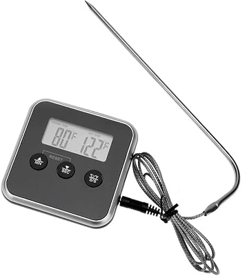 HCUCTOS Cooking Thermometer 8X8X1.5Cm Black Electronic Digital LCD Food Probe for Meat Water Oil Temperature Sensor