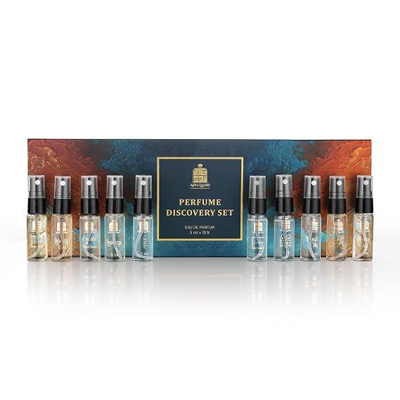 Adil-qadri Discovery Perfume Set for Men & Women | Trial Pack of 10 x 5ml Pocket Perfumes | Fresh Scent Eau De Parfum | Long-Lasting Fragrance | 50ml