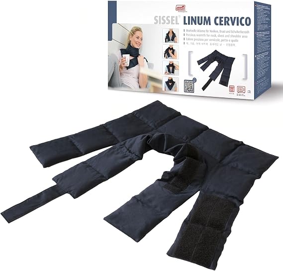 SISSEL Linum Cervico | Ergonomic Heat Pad | Natural Linseeds & Cotton | Sustainable & Reusable | Neck & Shoulder Relaxation | Microwave/Oven Safe | 16.9 x 10.2 x 0.3 inches