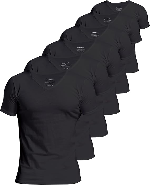 Comfneat Men's 100% Cotton Undershirts V-Neck T-Shirts