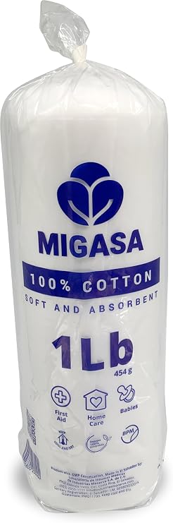 Cotton Roll 1 lb - 100% Natural Wool, Soft Absorbent Loose Cotton Strips, Makeup Removal, Salon, Beauty & Household Use, Non-Sterile