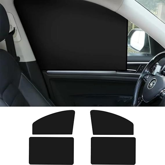 4 PCS Car Window Shade, Magnetic, Black, Minimalist, 100% Light Blocking, Compatible with Car