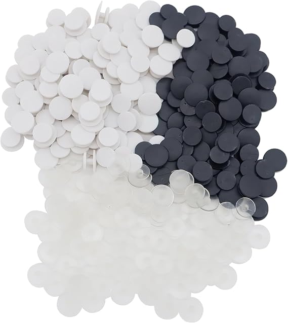 600 PCS Buckle Plastic Button, Black, White, Transparent
