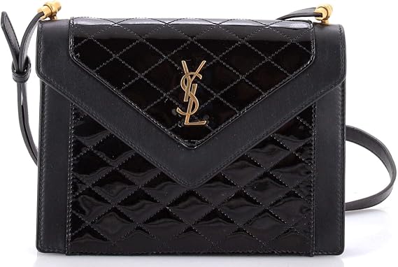Saint Laurent, Pre-Loved Gaby Envelope Satchel Quilted Leather Mini, Black