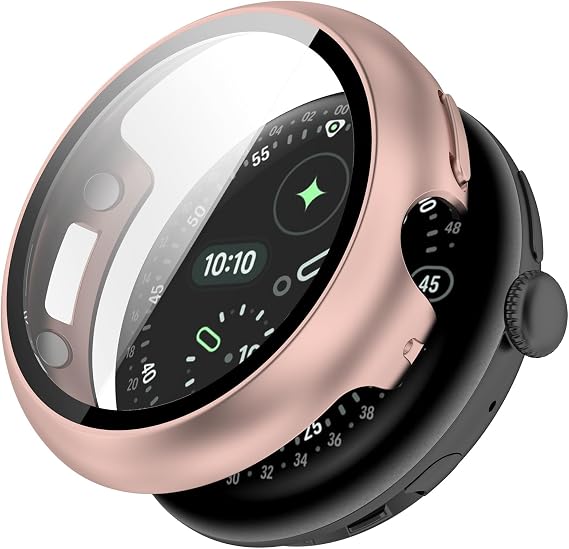 Case for Google Pixel Watch 4 45 mm Smartwatch Protective Case, Hard PC Bumper Protective Case Housing Smartwatch Cover (Rose Gold)
